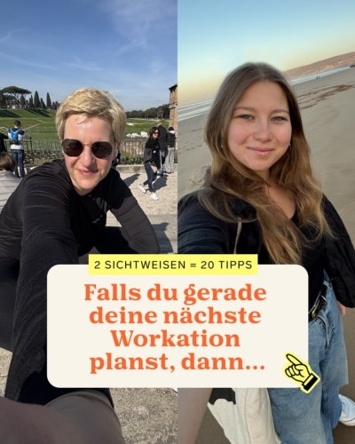 Wie geht eigentlich die perfekte Workation? 🤔Wir haben in den letzten Monaten ordentlich ausgenutzt, dass wir remote arbeiten (Hallo Barcelona, Wien, London & Co.!) und fleißig eine ganze Liste an Tipps für eure nächste Workation gesammelt.

Habt ihr noch Empfehlungen für uns? Lasst sie uns gerne in den Kommentaren wissen!