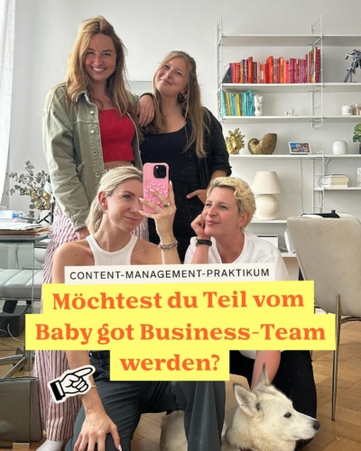 Praktikant:in wanted! 🙌Deine hohe Bildschirmzeit ist dir nicht peinlich,  du denkst in Alliterationen und hast zu jeder Situation  ein passendes Meme im Kopf? Dann suchen wir dich als Praktikant:in (𝗆/𝗐/𝖽) im Bereich Content Management (Start: April/Mai 2025)!

Bewirb dich jetzt bis zum 21.März! ✨
 Wir freuen uns auf deine aussagekräftige Bewerbung inkl. Lebenslauf und einem kurzen Video (max. 2 min) von dir an: jobsbabygotbusiness.com

Hast du noch Fragen?  Dann gerne in die Kommentare! 👇💬
